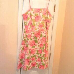 CATO Pink Floral Spaghetti Strap A-lined Dress Size:  16 With Belt